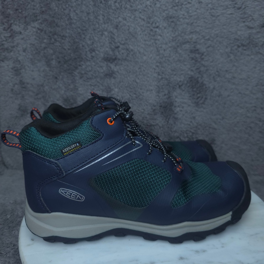 Keen Hiking Boots Youth 4 Blue Green Waterproof Bungee Laces 1027897